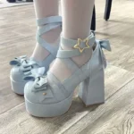 Scarpe kawaii vintage - fibbia stella e fiocco