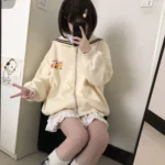Giacca zippata kawaii - felpa stile giapponese con colletto marinaro