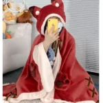 Mantello Kawaii Pipistrello in Pile - Poncho Invernale Anime con Cappuccio