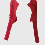 Abito floreale e cardigan lavorato a maglia rosso