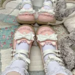 Scarpe kawaii lolita - fiocco e fibbia cuore