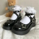 Scarpe kawaii lolita a piattaforma - fibbia stella e rivetti