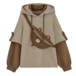 Hoodie oversize kawaii con borsa orsetto