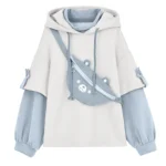 Hoodie oversize kawaii con borsa orsetto