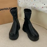 Stivali alti e bassi kawaii - stile coreano con tacco quadrato