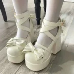 Scarpe kawaii vintage - fibbia stella e fiocco
