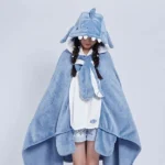 Mantello Kawaii Pipistrello in Pile - Poncho Invernale Anime con Cappuccio