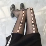 Collant Kawaii con Fiocco - Calze in Rete Stile Giapponese