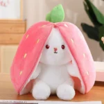 Peluche kawaii coniglio trasformabile in fragola e carota