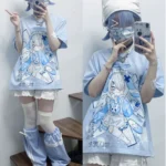 T-shirt kawaii oversize - personaggio manga giapponese