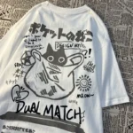 T-shirt oversize kawaii gatto giapponese
