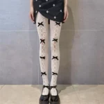 Collant Kawaii con Fiocco - Calze in Rete Stile Giapponese