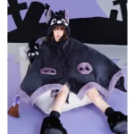 Mantello Kawaii Pipistrello in Pile - Poncho Invernale Anime con Cappuccio
