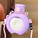 Bottiglia d'acqua kawaii 800ml - borraccia trasparente con cannuccia e doppia apertura